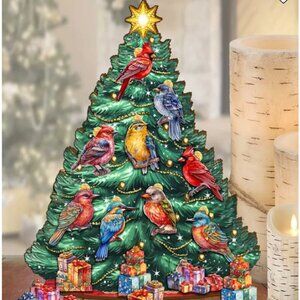 G. DeBrekht Christmas Birds Themed Wooden Christmas Tree w/Ornaments